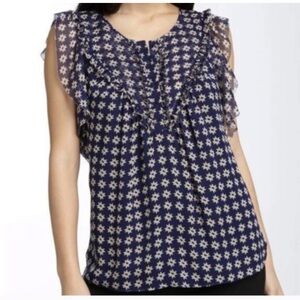 Diane Von Furstenberg DVF Blue Geometric Vintage 100% Silk Blouse Women’s Size 4